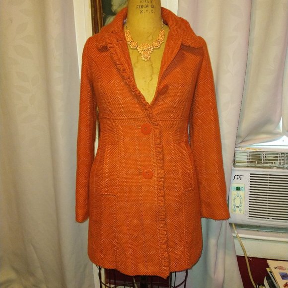 Tulle orange tweed fitted jacket - Picture 1 of 5